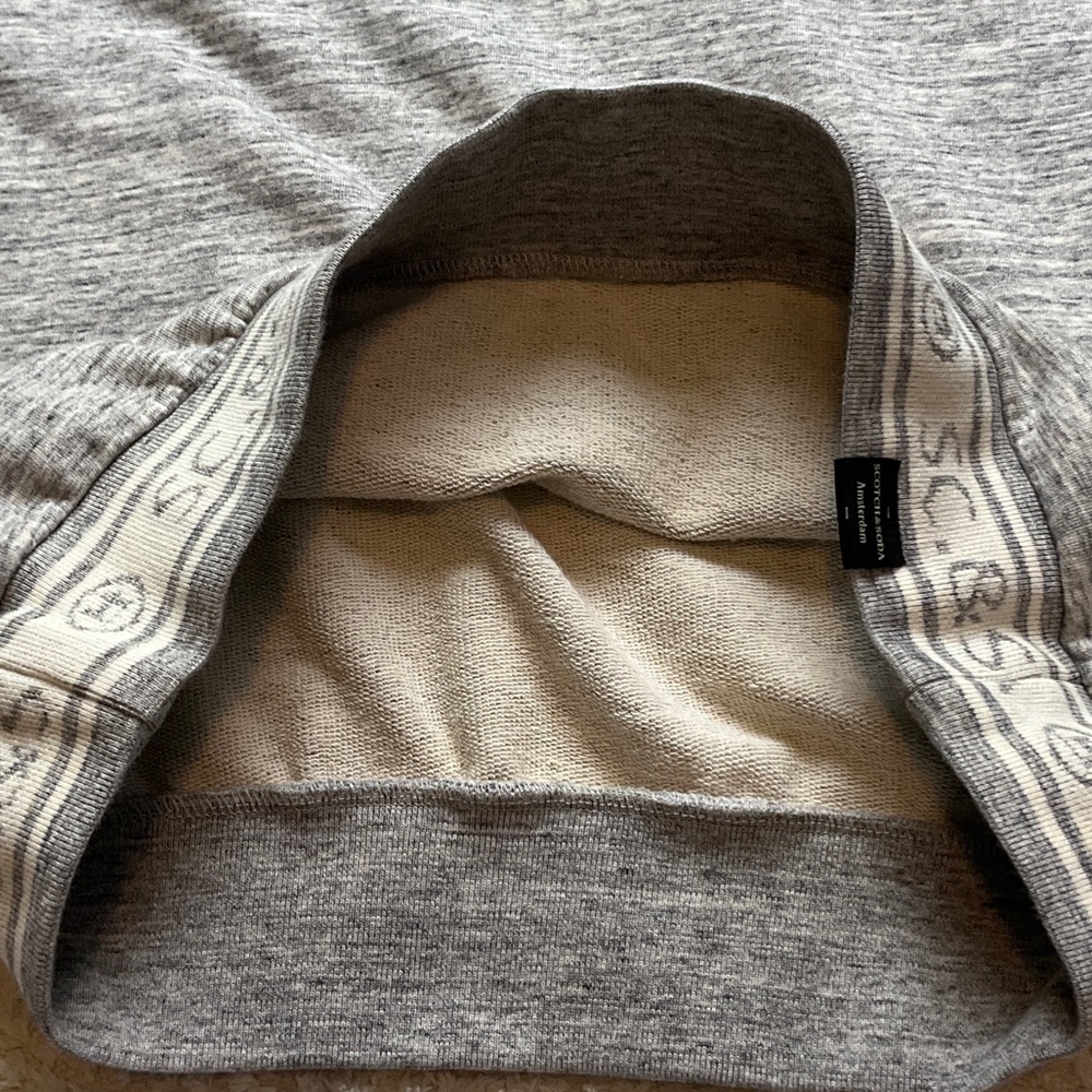 Scotch & Soda Light Heather Gray Pullover Hoodie with Patterned Lining Men’s L - Picture 10 of 16